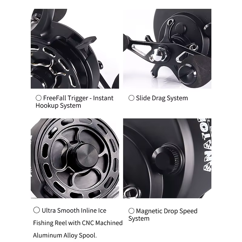 Carrete de hielo con caída magnética Anatono – Sistema anti-giro para pesca en hielo - imagen 3