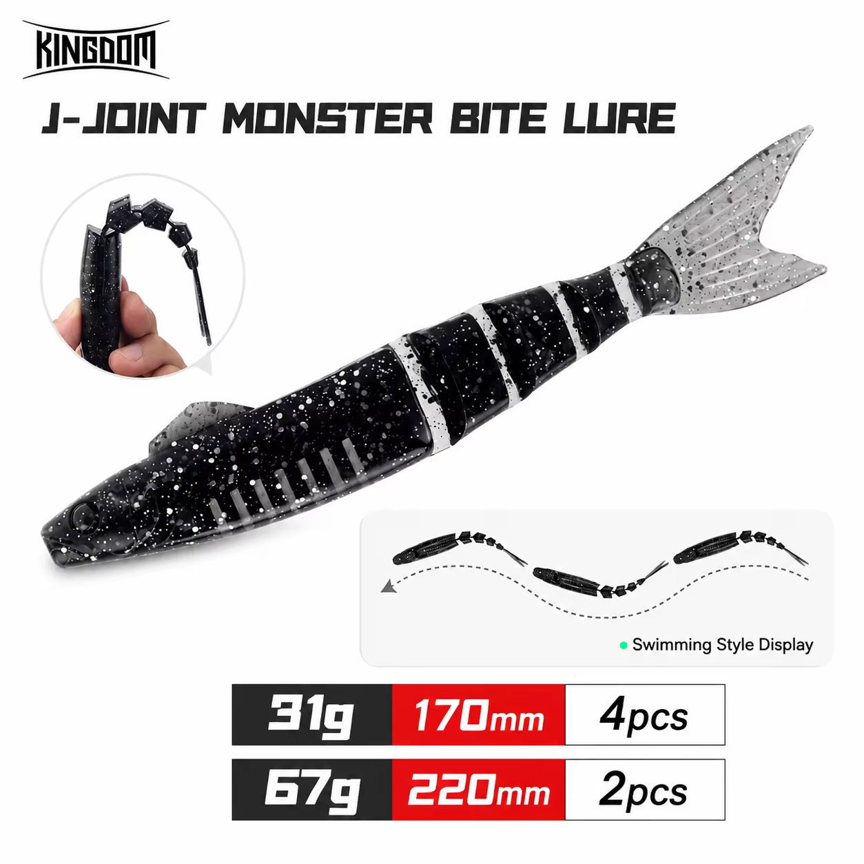 Kingdom Swimbait articulado hundimiento lento para lucio y trucha