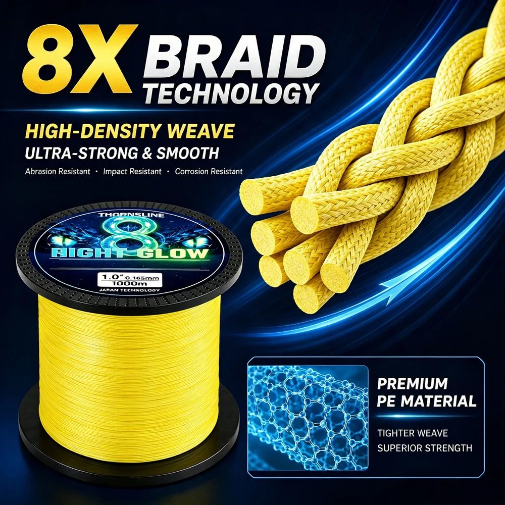 Línea de pesca trenzada Thornsline PE luminosa con abrasión - imagen 2