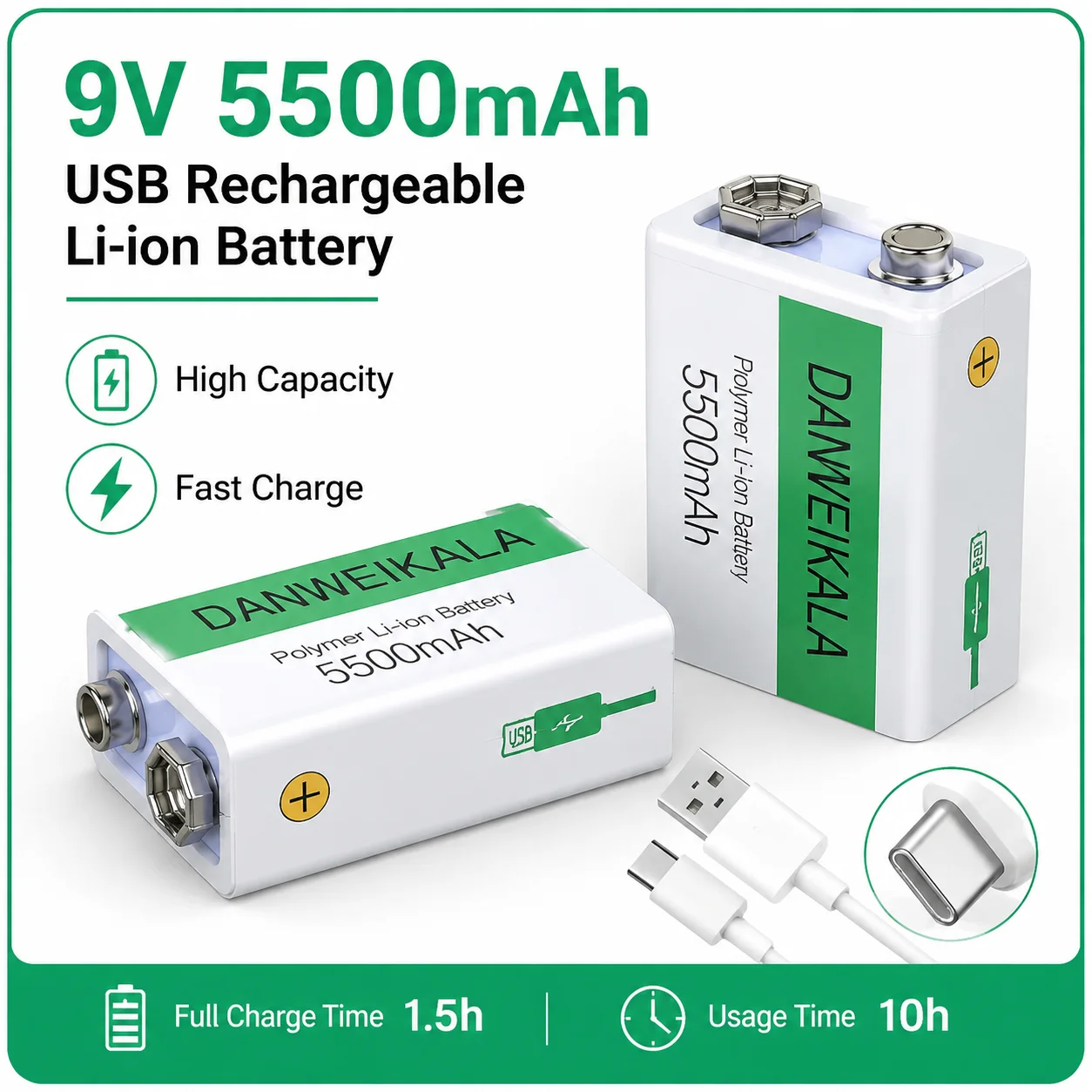 Batería recargable Li-ion gran capacidad con USB para cámara