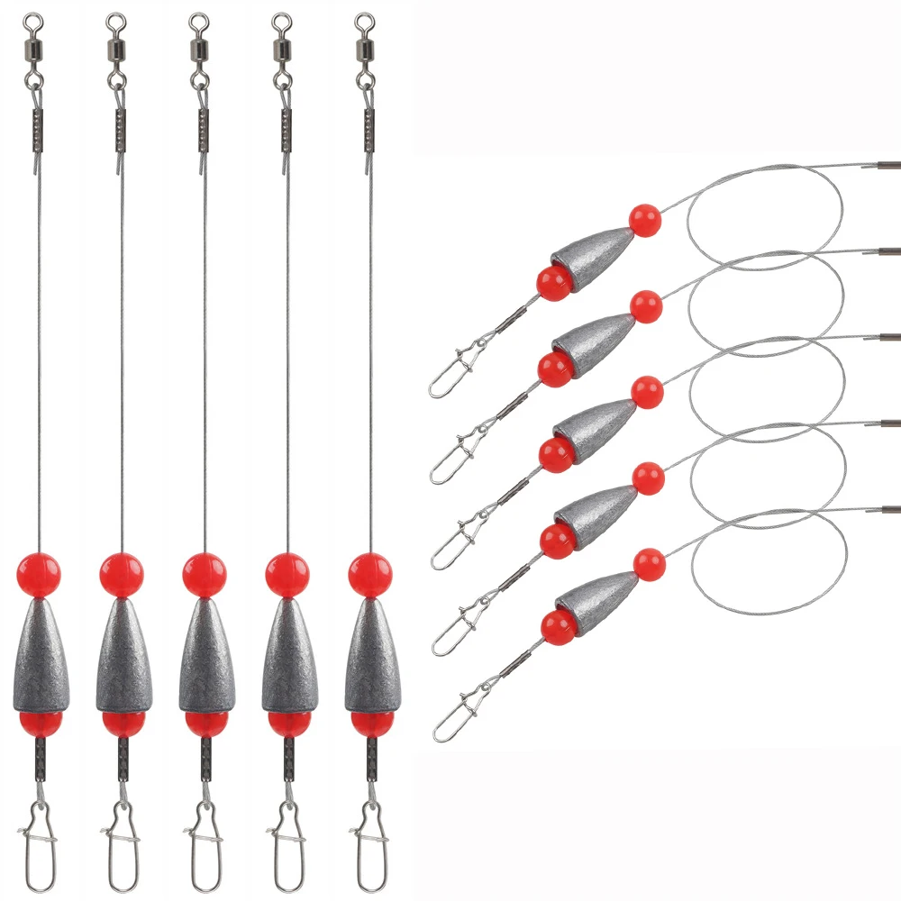 Set de 5 Texas Rigs preatados con pesas de diferentes tamaños