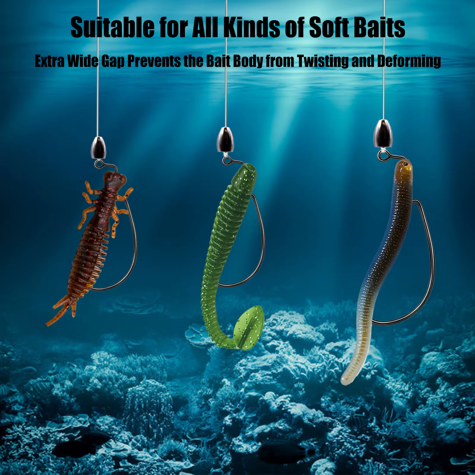 Anzuelos EWG Anti-Enredos 9KM – Texas Rig para Pesca en Agua Salada - imagen 3