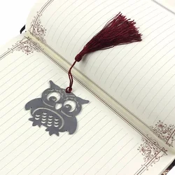Marcador de libros metálico Búho con borla colgante, regalo escolar