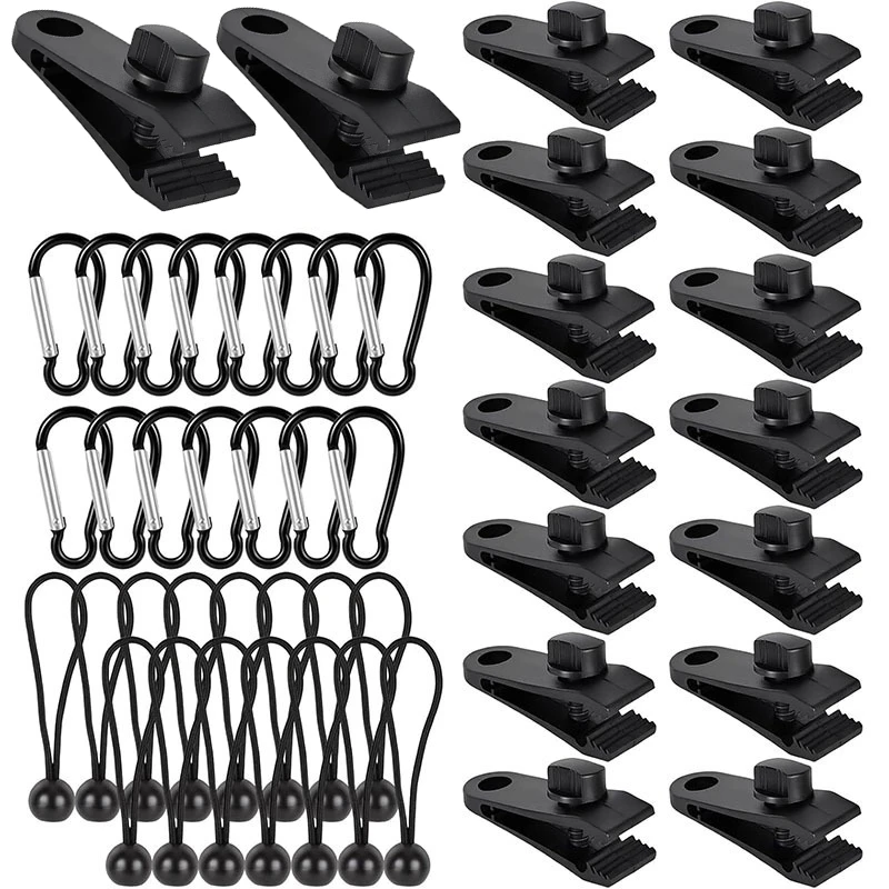 Kit accesorios para tienda de campaña: clips, sujeciones y cuerdas elásticas