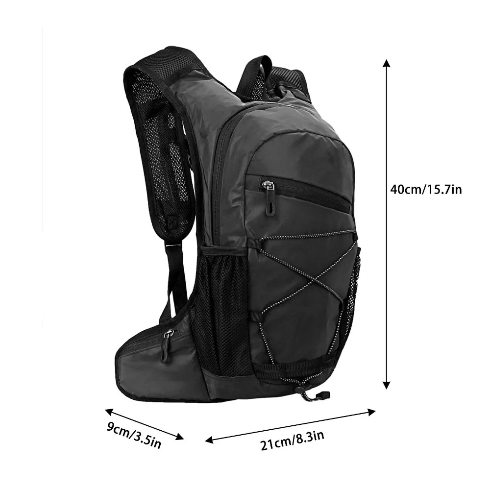 Mochila de ciclismo en color negro y gris con tejido reflectante