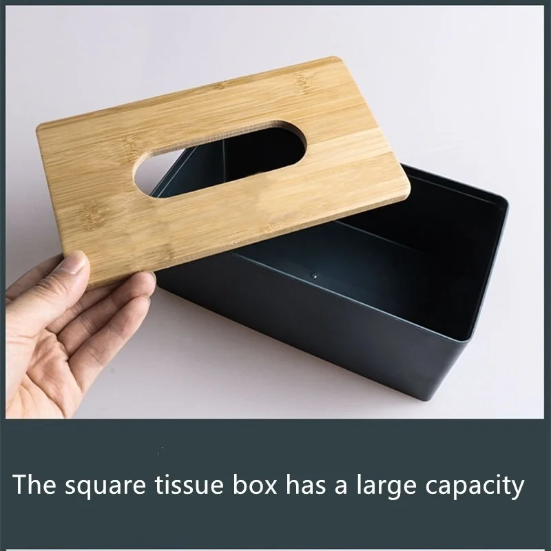 Caja de pañuelos bambú macizo elegante resistente para hogar