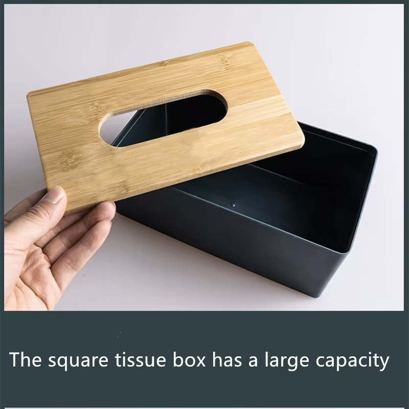 Caja de pañuelos bambú macizo elegante resistente para hogar