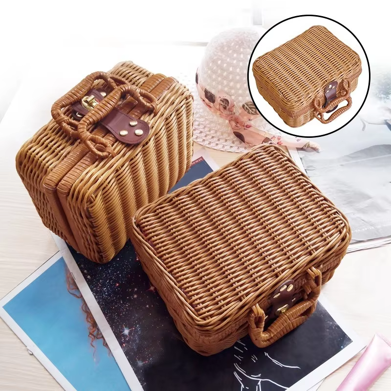 Cesta de Mimbre PP Retro – Organizador Portátil para Picnic - imagen 5