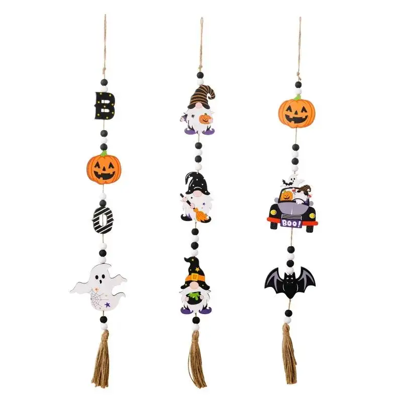 Adornos colgantes calabaza de madera con cuentas para Halloween DIY - imagen 5