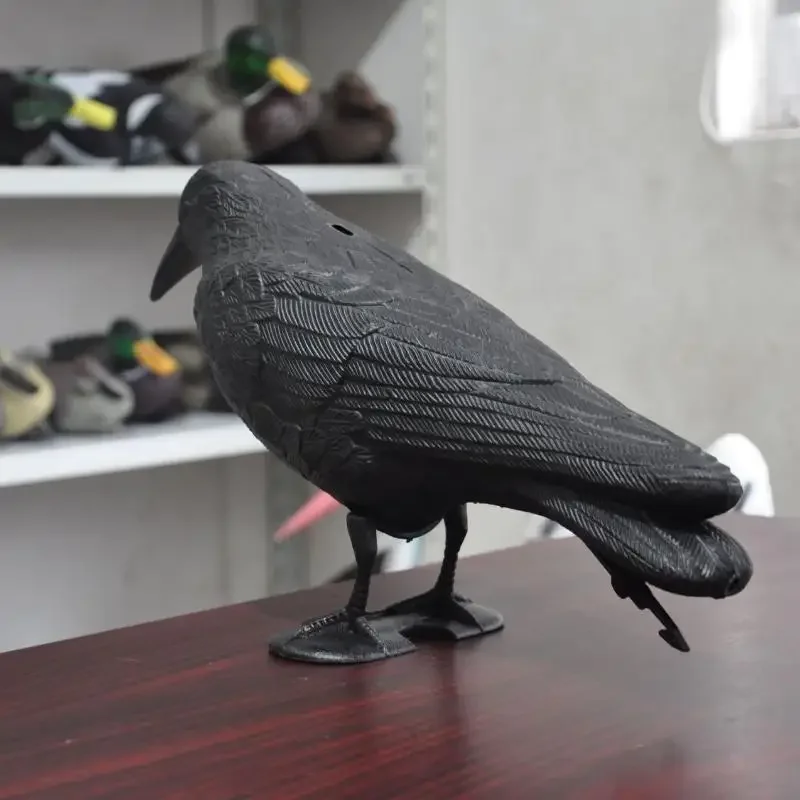 Repelente de aves cuervo negro – Espantapájaros realista para exterior - imagen 2