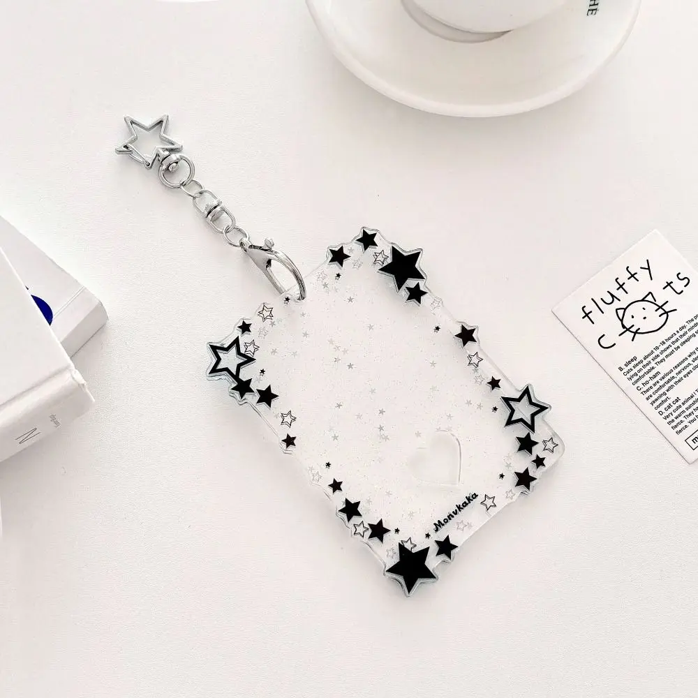 Portafotos acrílico con estrellas brillantes y llavero mini regalo