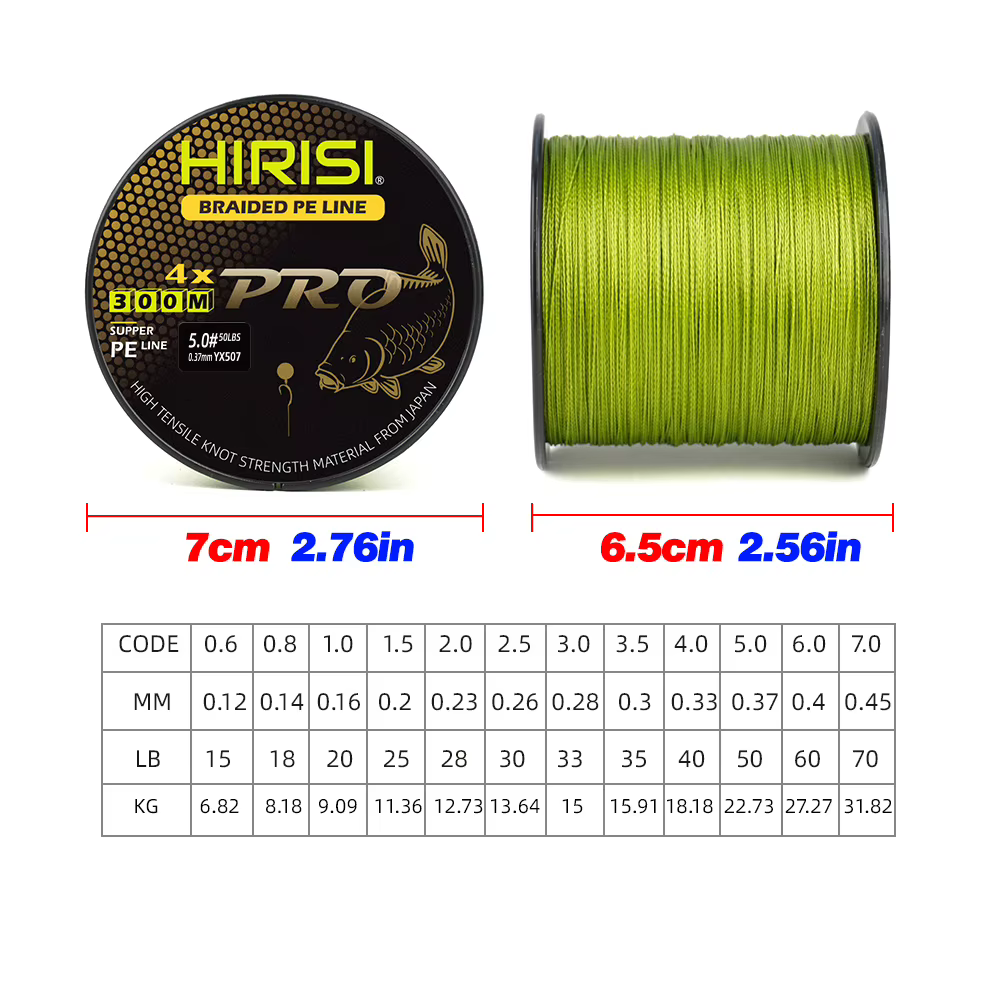 Línea Trenzada PE Hirisi para Carpa – Multifilamento suave