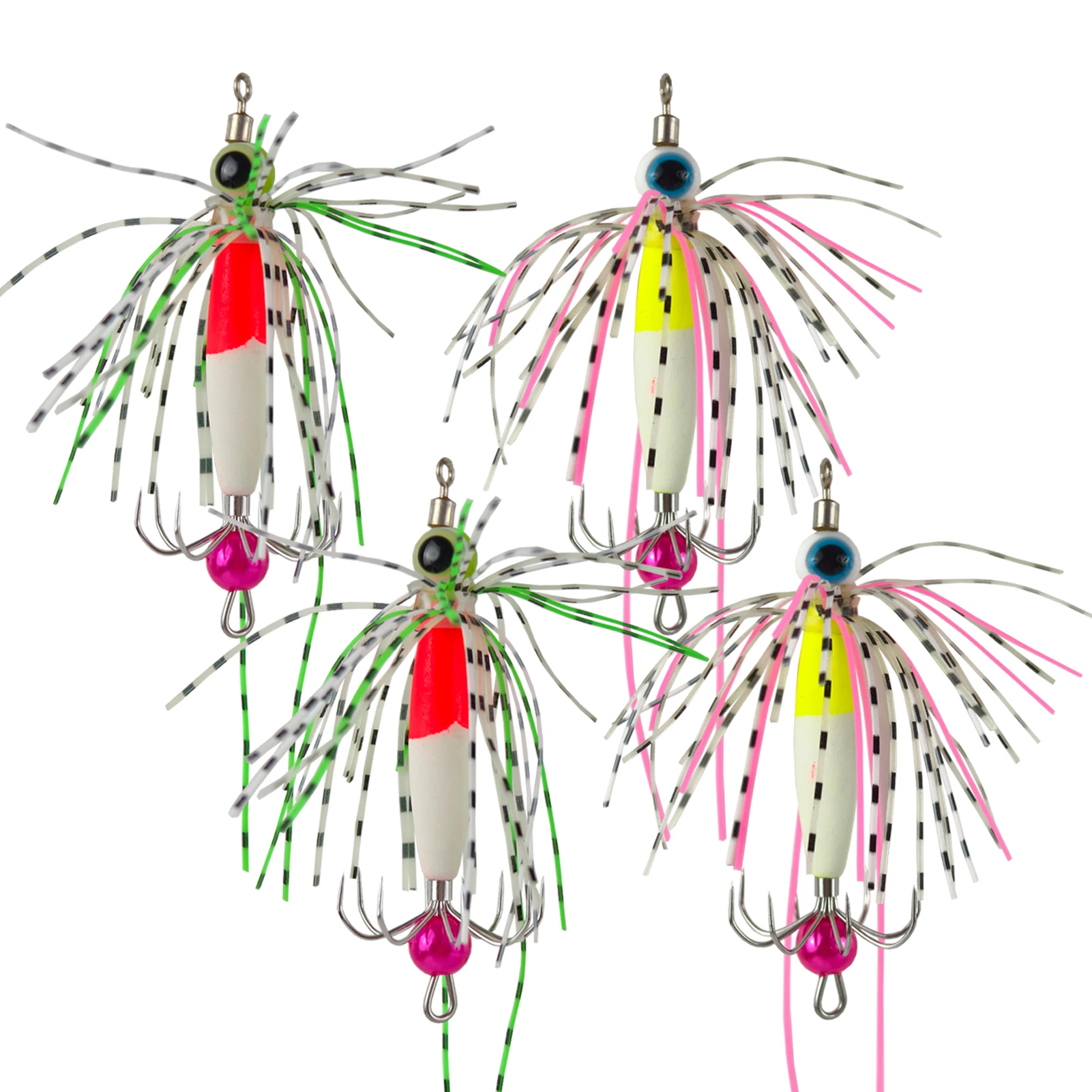 Señuelos para calamar luminosos FREE FISHER con faldas de perlas
