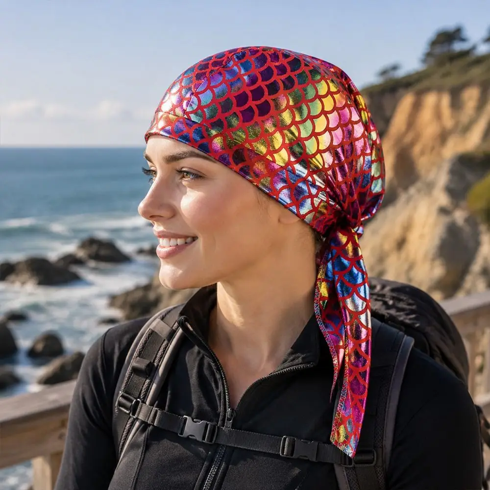 Sombrero de pesca bandana elástico UV con estampado de escamas - imagen 2