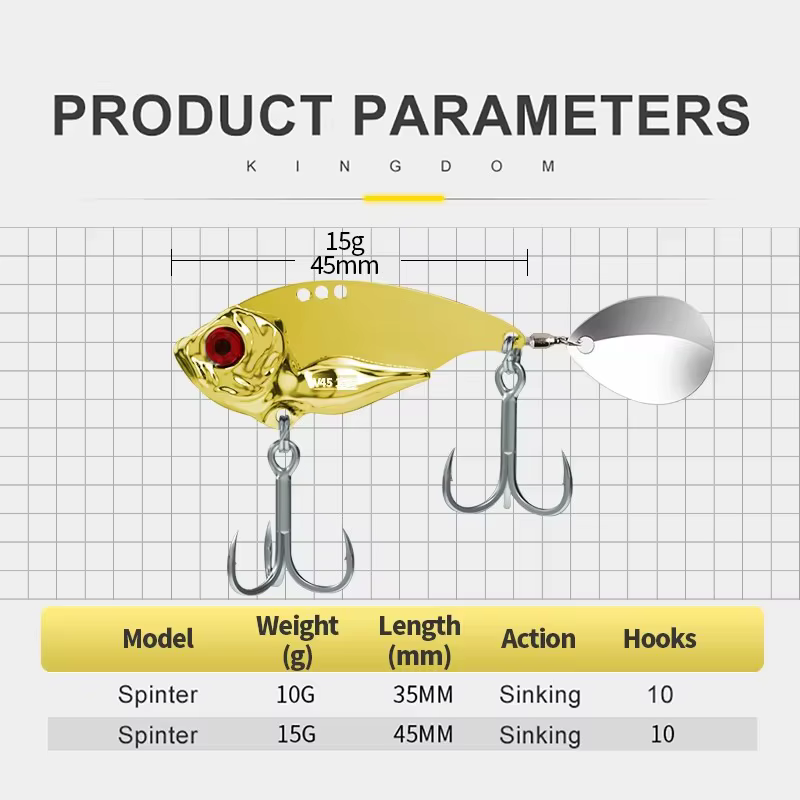 Señuelos VIB Metal Shad sobre superficie de pesca