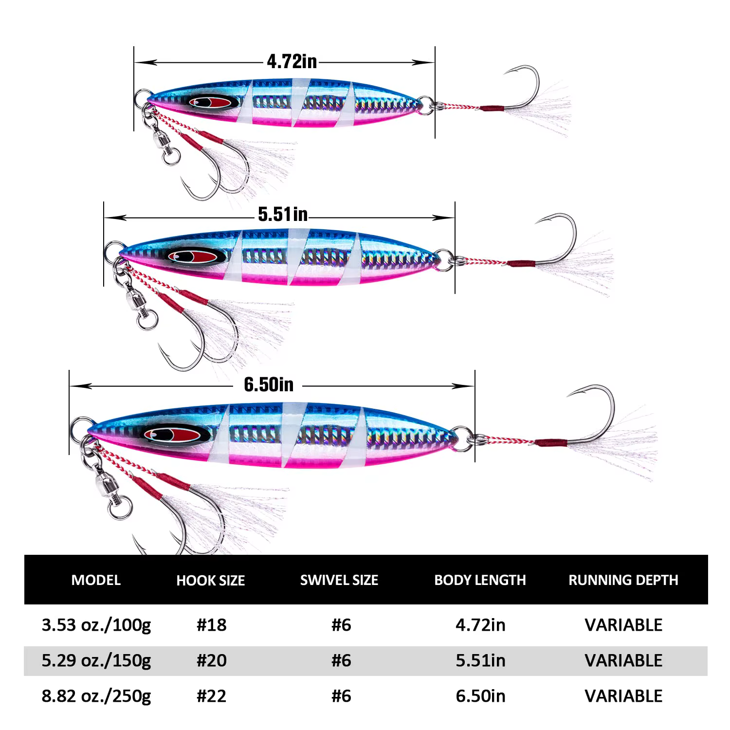 Goture Slow Jig Luminoso para Jigging en Salada con Anzuelos - imagen 3