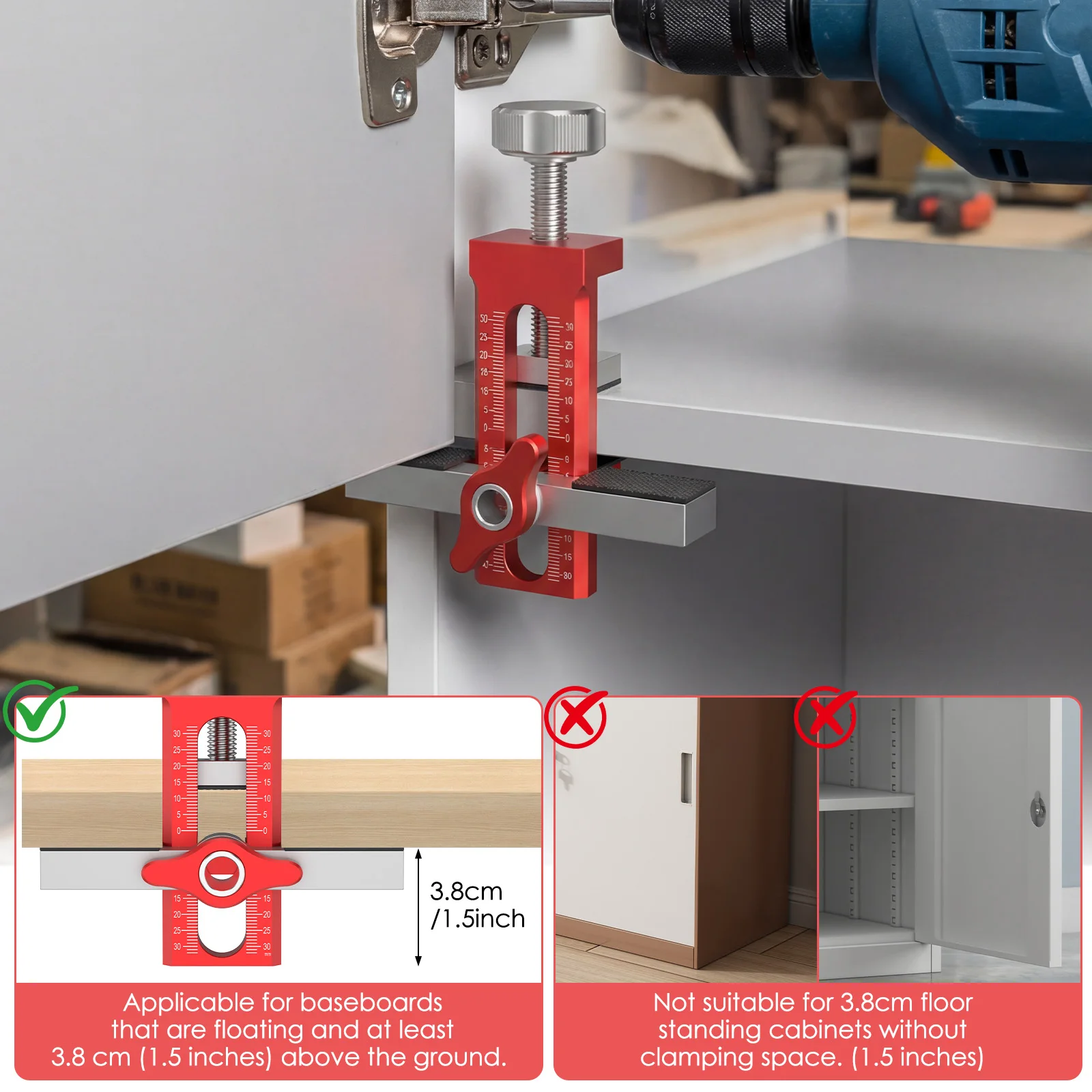 Herramienta de posicionamiento de puertas de armario ajustable para carpintería - imagen 5