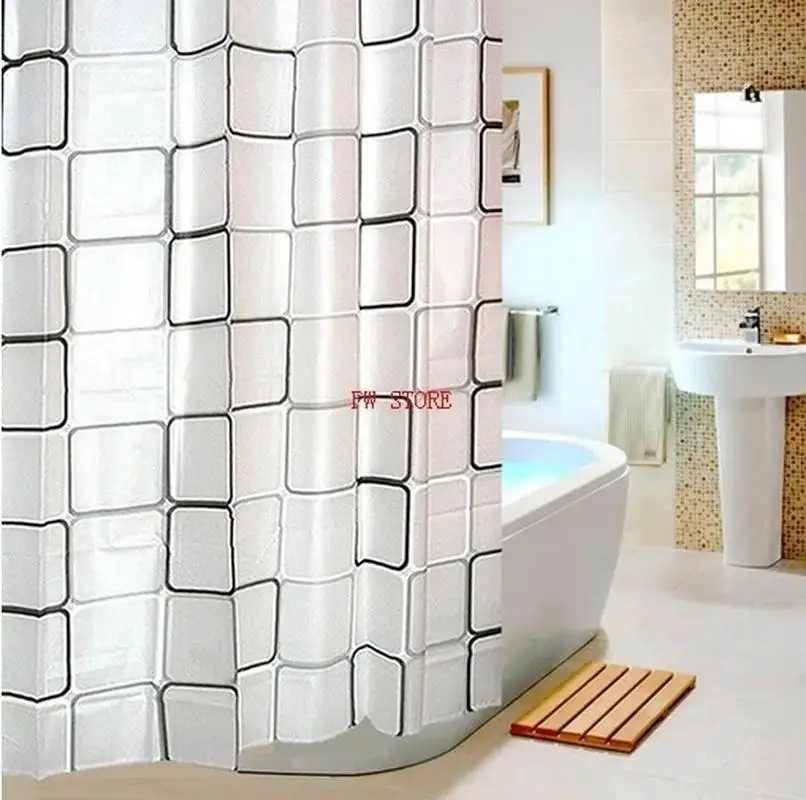 Cortina ducha impermeable con ganchos y anillos 180x200 cm