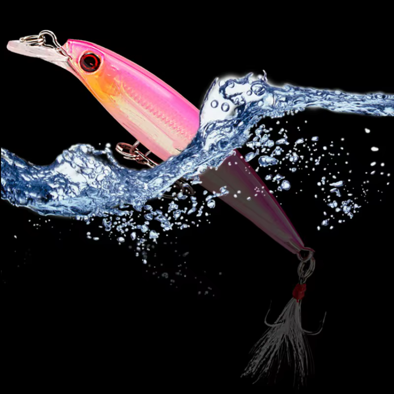Señuelo Larser Minnow 9cm 7g – Crankbait con anzuelo de plumas