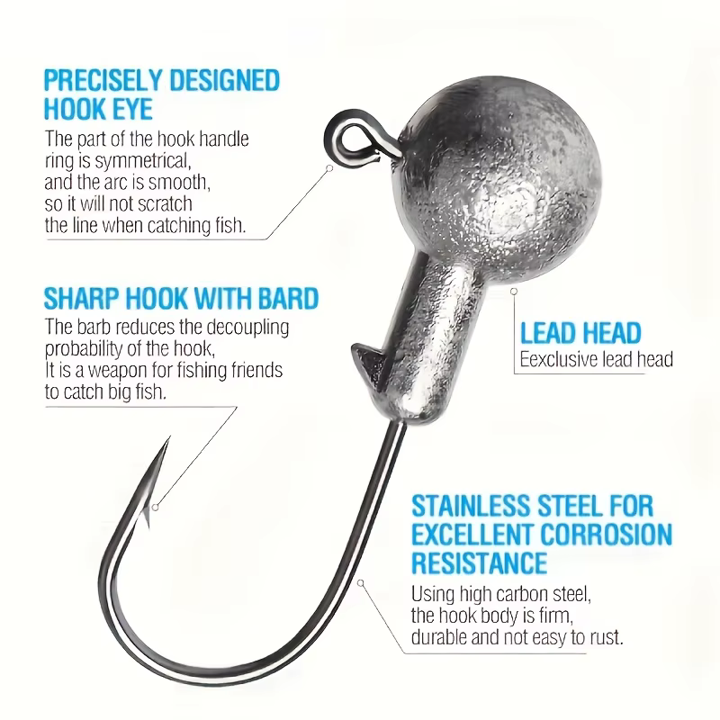 Anzuelos Jig Head Redondos Acero Alto Carbono – Para Vinilo y Swimbait - imagen 3