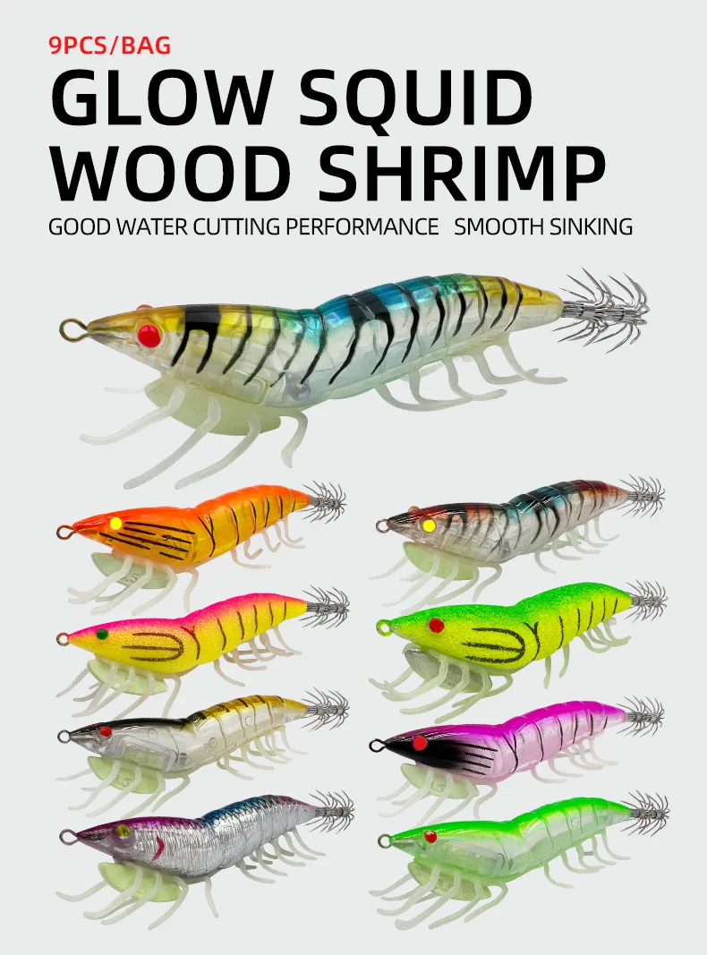 Señuelos luminosos de camarón para pesca