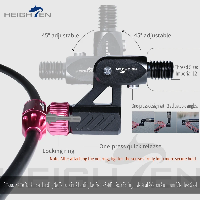 HEIGHTEN Red de desembarco plegable – Marco aluminio aeronáutico - imagen 5