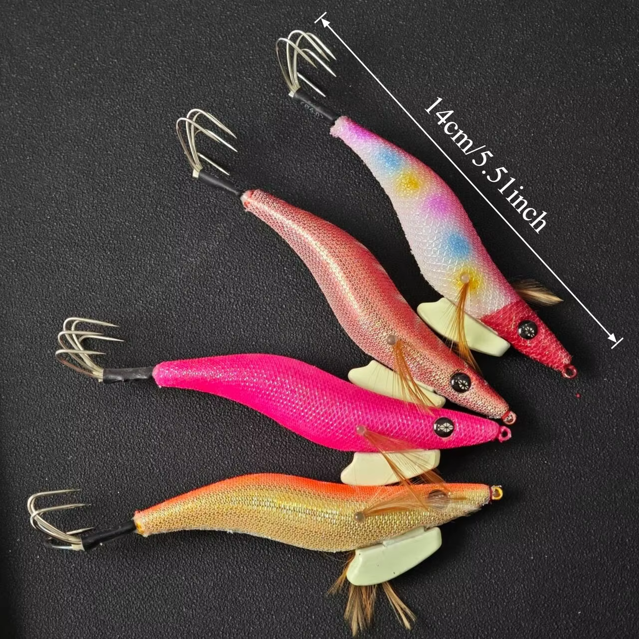 Señuelos camarón madera luminosos 14 cm para pesca en agua salada
