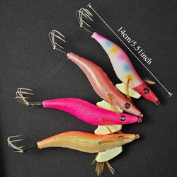 Señuelos camarón madera luminosos 14 cm para pesca en agua salada