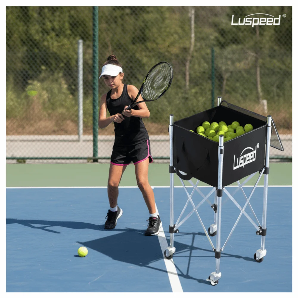 Carrito de tenis Luspeed con inserto de pelotas y acero inoxidable - imagen 4