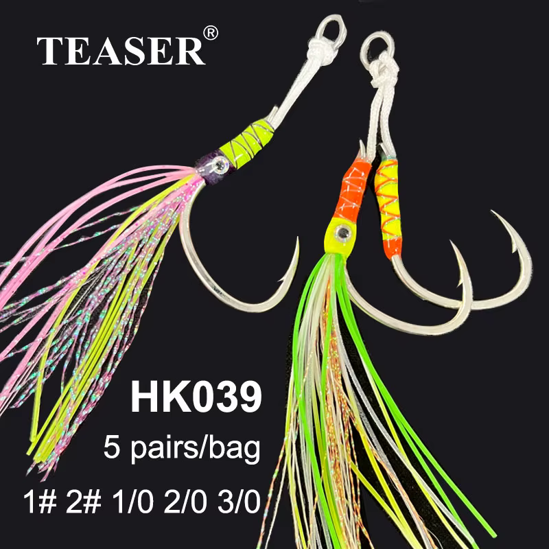 TEASER HK039 Jig Head hundido lento con faldas de goma y brillo UV