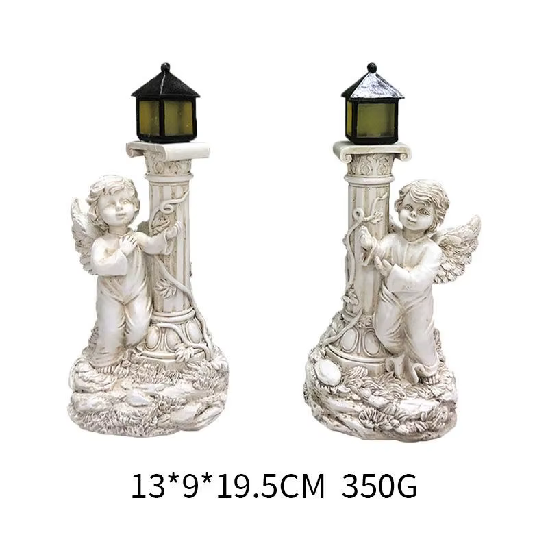 Pesca decorativa: Lámpara Solar para Jardín - Ángel en Columna Romana - imagen 2