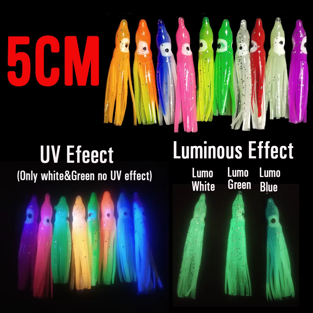 Wifreo Señuelos de vinilo calamar UV luminosos para atún y pez vela - imagen 4