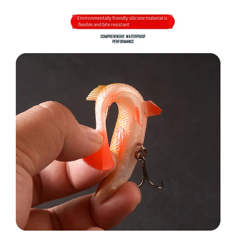 Swimbait cola en T punto blanco, boca afilada amarilla - imagen 4