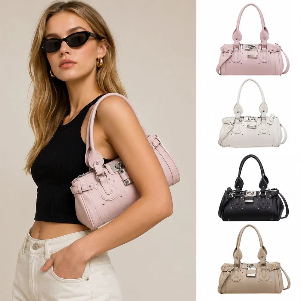 Bolso Boston de Cuero PU con Correa Ajustable – Ideal Viajes y Uso Diario