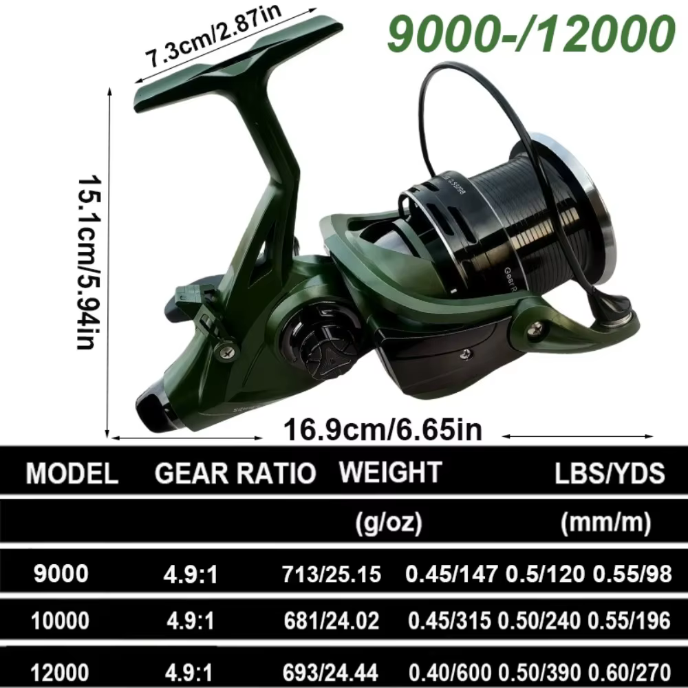 Carrete spinning doble freno carpa - 9000/12000 - distancia larga - imagen 3