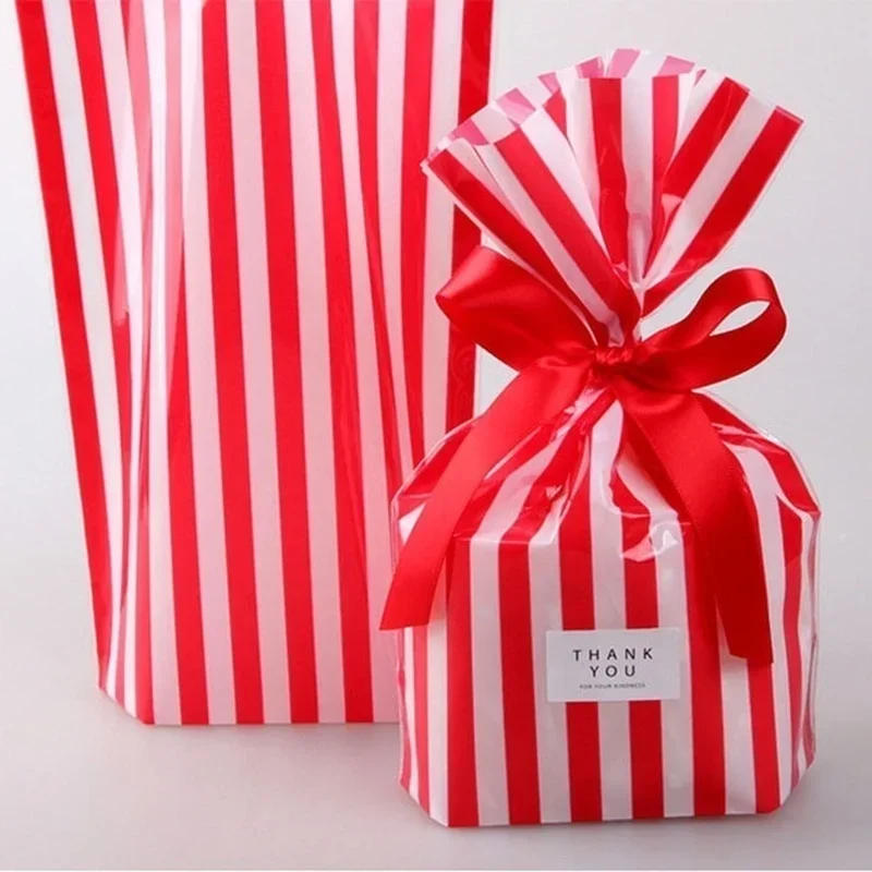 Bolsas de regalo con lazo a rayas – para fiestas y dulces - imagen 4
