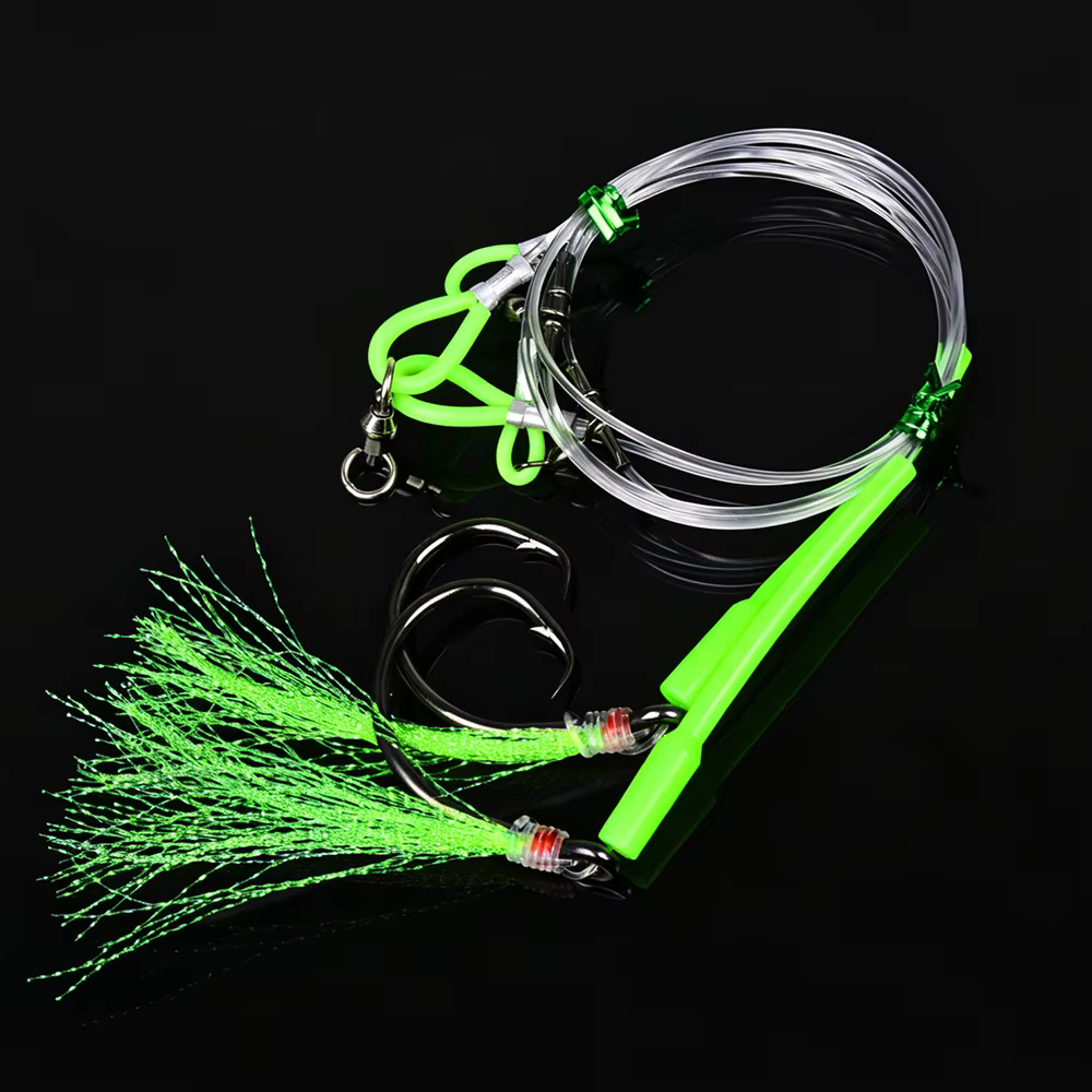 Monte de Fondo LHFSH con Anzuelo Giratorio – Falda Luminosa para Pargo, Mero y Halibut - imagen 4