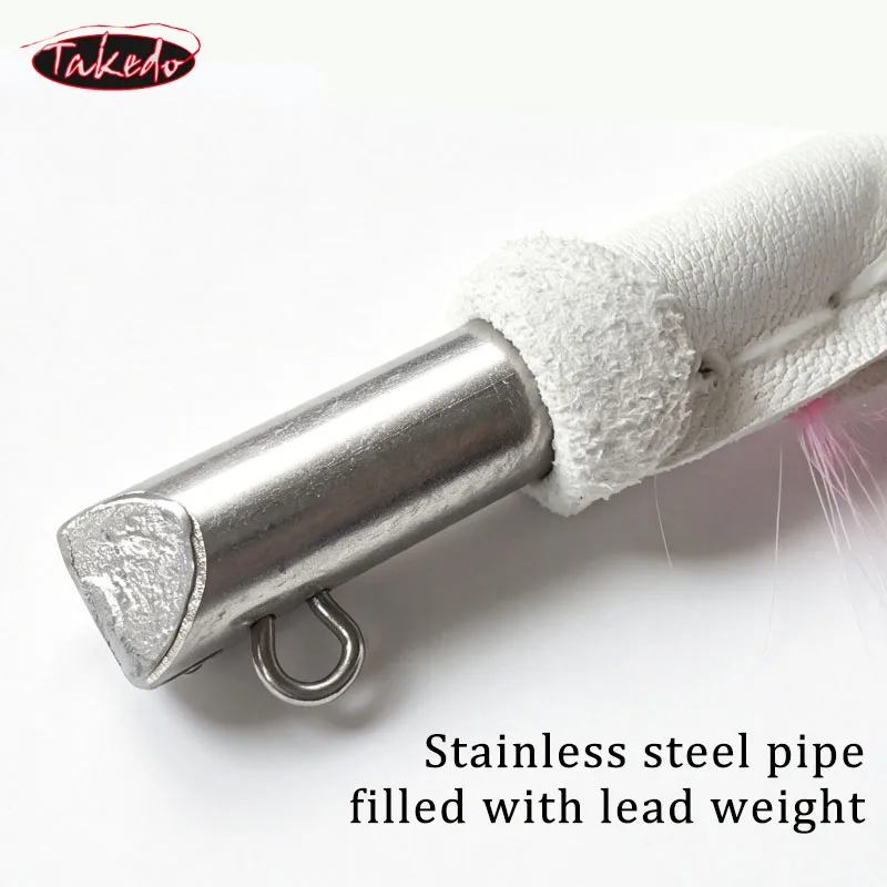 TAKEDO Señuelo con plumas y anzuelo de acero inoxidable sin púas - imagen 3
