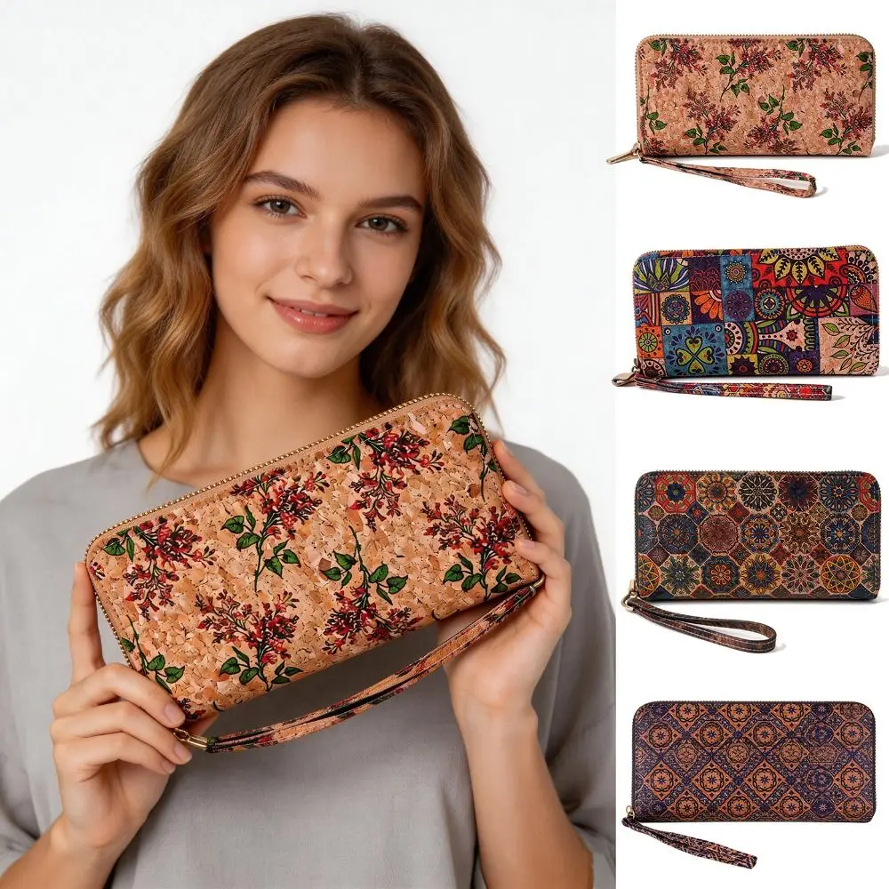 Cartera larga de mujer con estampado retro y cremallera - imagen 3