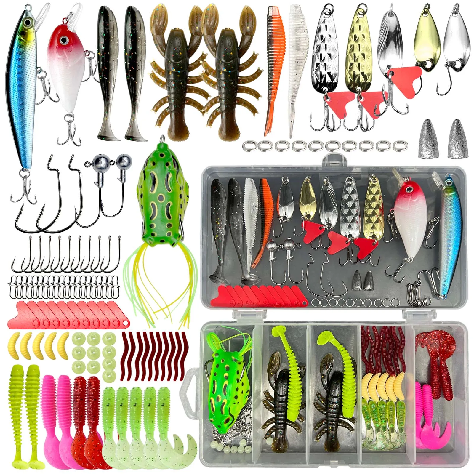 Kit de señuelos para pesca con vinilos y duros en caja - imagen 5