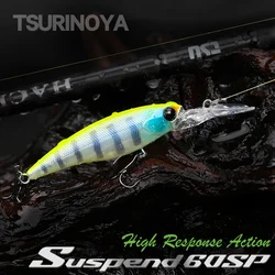TSURINOYA Señuelo Suspendido Shad 60SP 5,7g – Jerkbait Lucio Perca