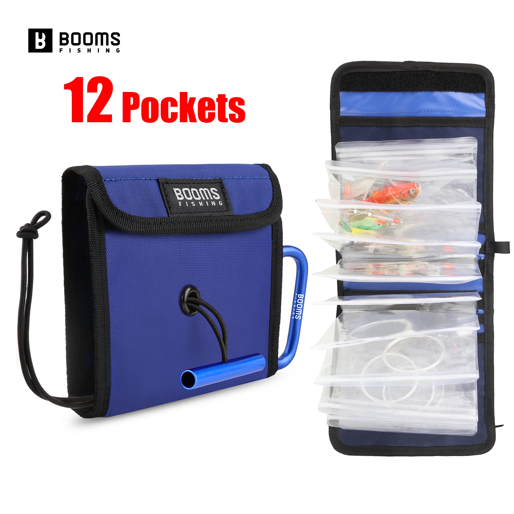 Bolsa de almacenamiento Booms Fishing con 12 bolsillos transparentes
