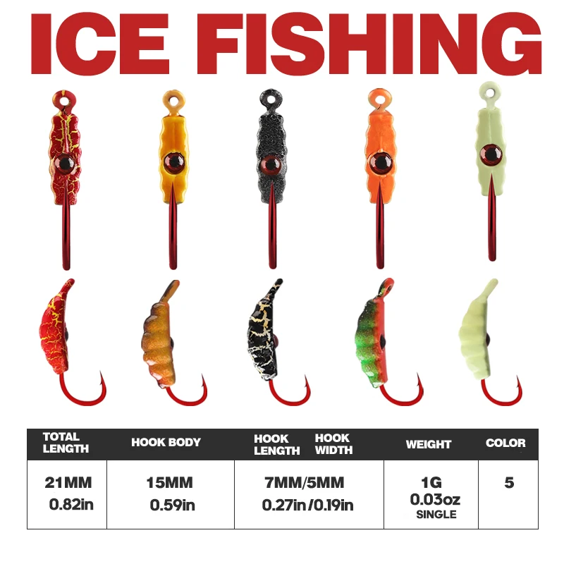 TAIYU Anzuelos pesca en hielo con cabeza de plomo y micro - imagen 2