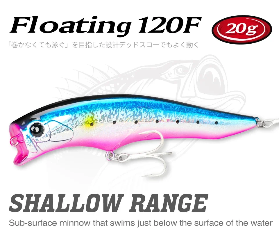 Señuelo TSURINOYA GORGO 120F en colores disponibles para pesca de lubina