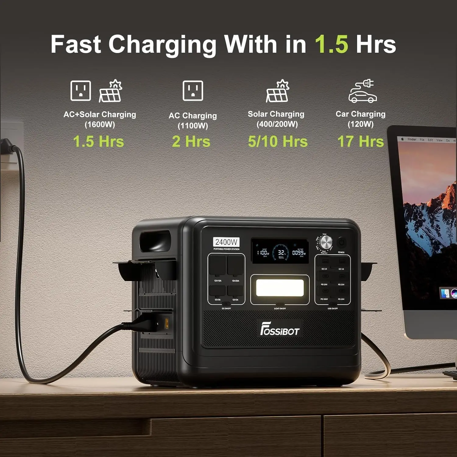 FOSSIBOT F2400 estación de alimentación portátil para pesca y camping - imagen 3