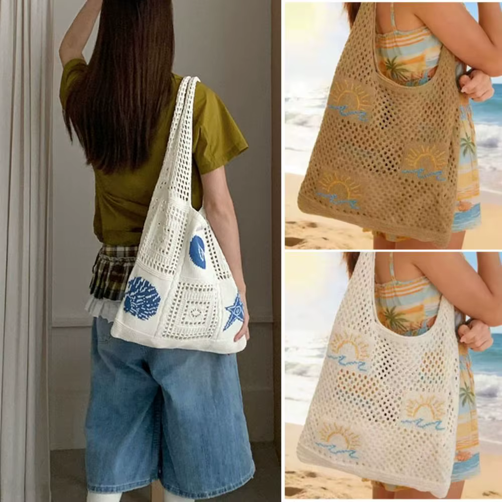 Bolso de Playa Tejido con Estrella de Mar – Tipo Cubo - imagen 4