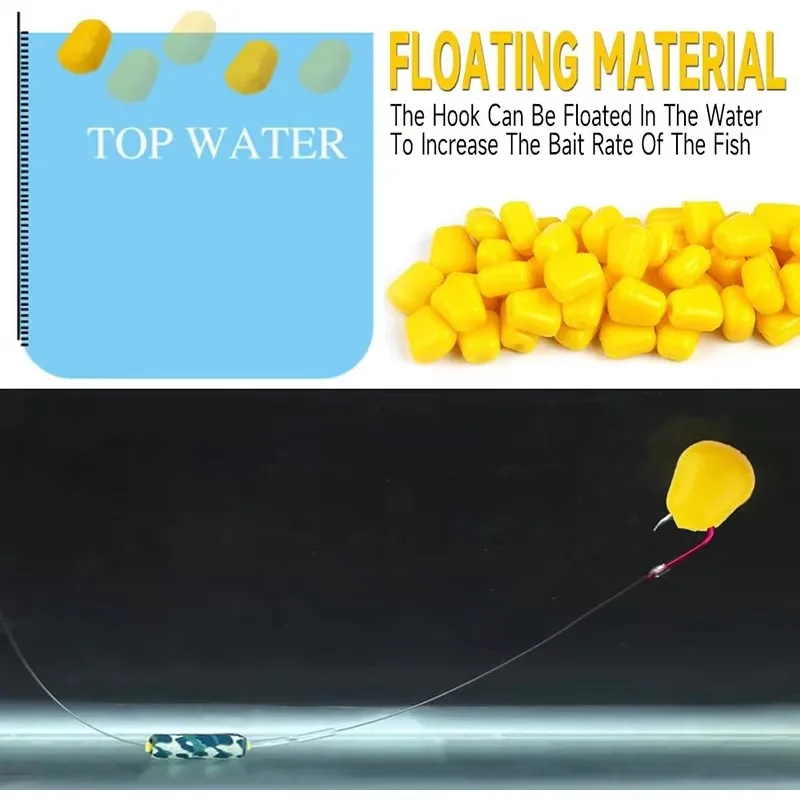 Maíz artificial flotante de silicona para pesca deportiva