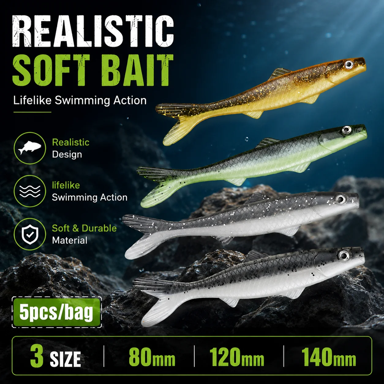FishingFANS Señuelo shad cola de pez para lucioperca y lucio - imagen 5