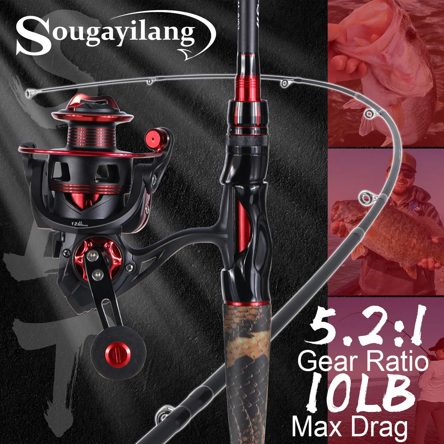 Caña y carrete de pesca Sougayilang
