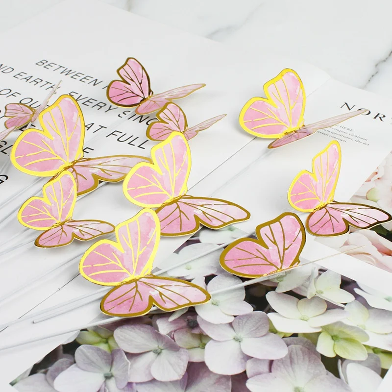 Adorno mariposa para tarta con borde dorado - Pesca temática - imagen 2